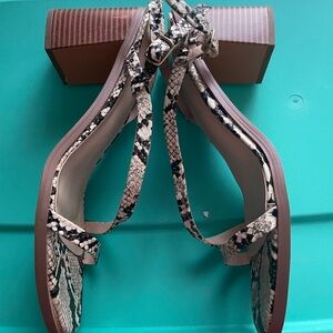 Halston snake print strappy heels